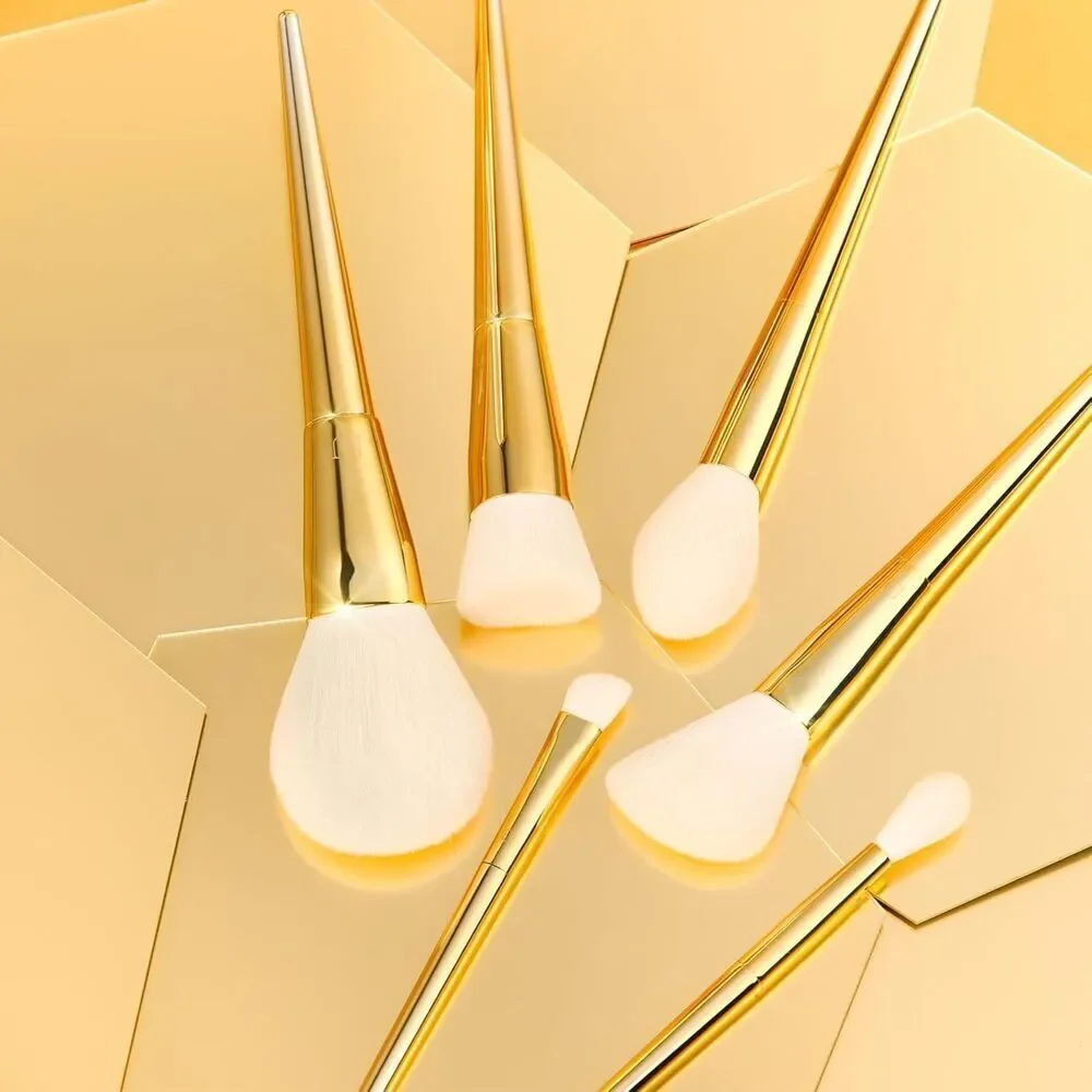 DUcare Christmas 15Pcs Gold-Silver Premium Synthetic Makeup Brushes With Holder